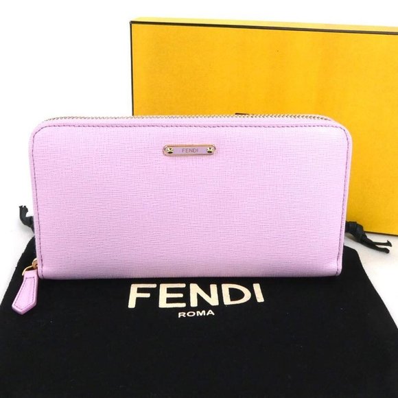 Auth FENDI Zip Around Long Wallet Pink Leather - Picture 1 of 16